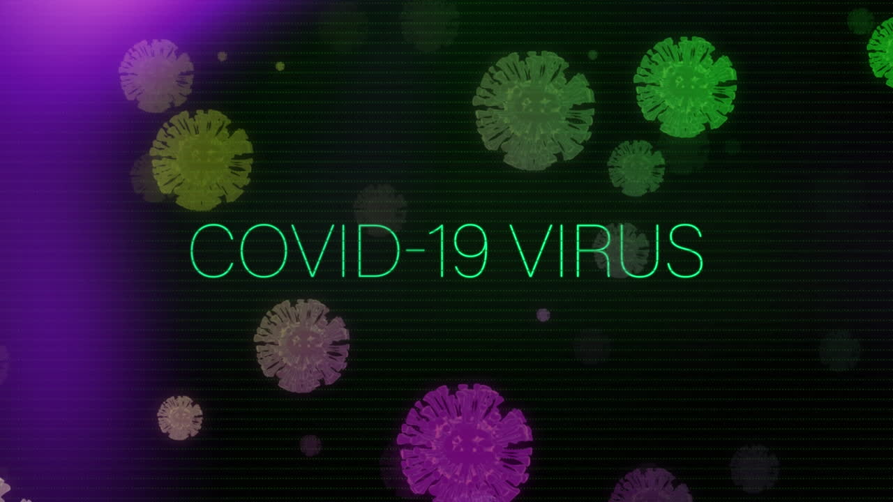 animación del texto de covid-19 sobre las células del virus