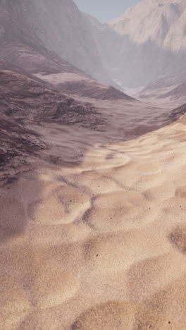 vast desert canyon with mountains in the background