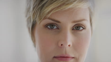 close up portrait of beautiful blonde woman looking confident serious at camera perfect skin real people series