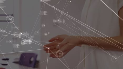 animación de la red de conexiones con el procesamiento de datos sobre la maestra caucásica en el aula