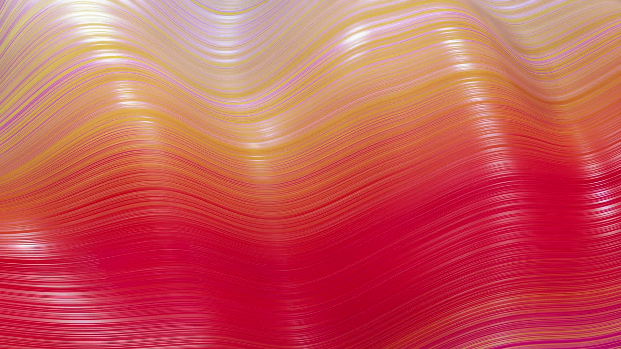 표면에 파동의 아름다운 추상적인 배경, 빨간색과 노란색 색의 그라디언트, 유체에 파동이나 파동이 있는 줄무 직물 표면으로 스프루드 된 선.