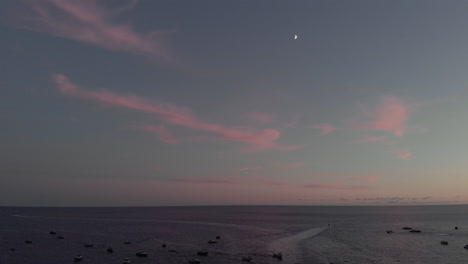 Drone-shot-over-the-beach-at-Positano,-Italy-at-dawn