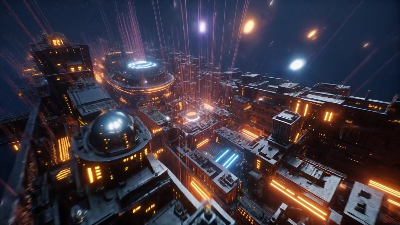 Futuristic Sci-Fi Space Station Floating in Deep Space