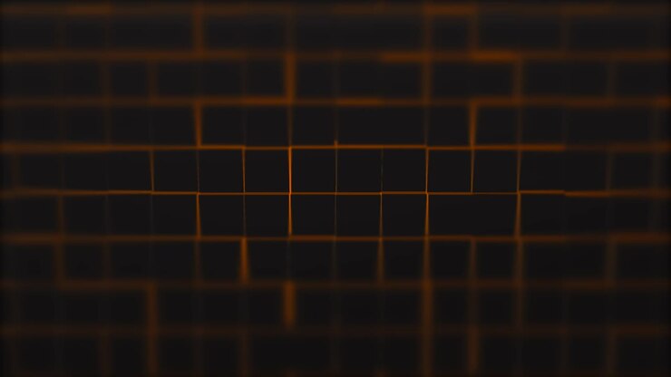 Abstract background with moving iridescent neon cubic wall, illuminating.