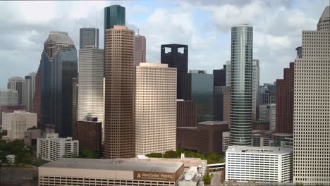 Establishing-aerial-shot-of-downtown,-Houston,-Texas