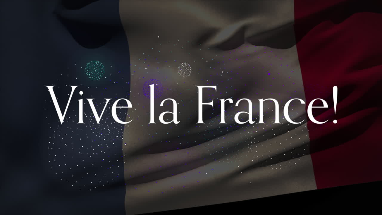 Animazione del testo "Vive la France" con la bandiera francese