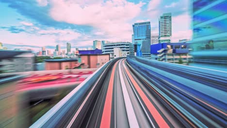 4k time lapse of automatic train moving to tunnel, tokyo, japan