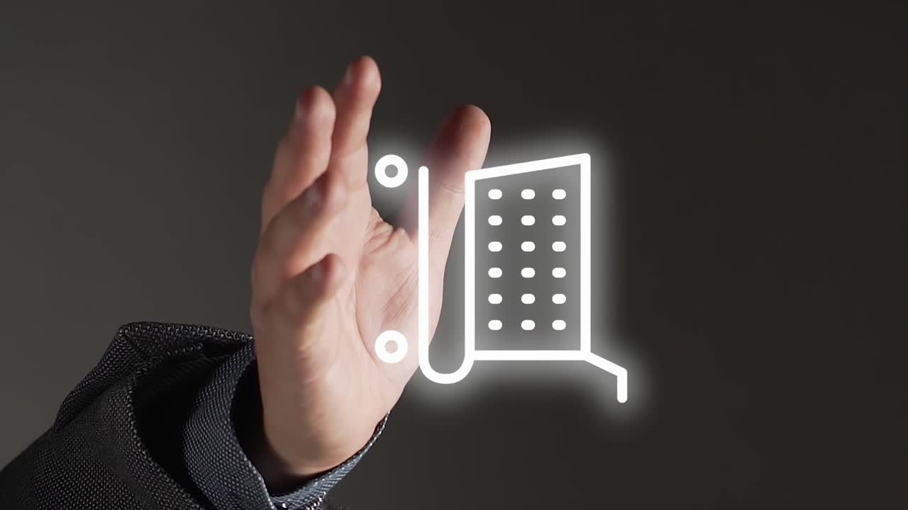 una ilustración gráfica en blanco del carrito de compras aparece encima de la mano abierta.