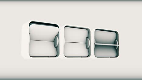 empty 3d white flip counter render animation on light background.