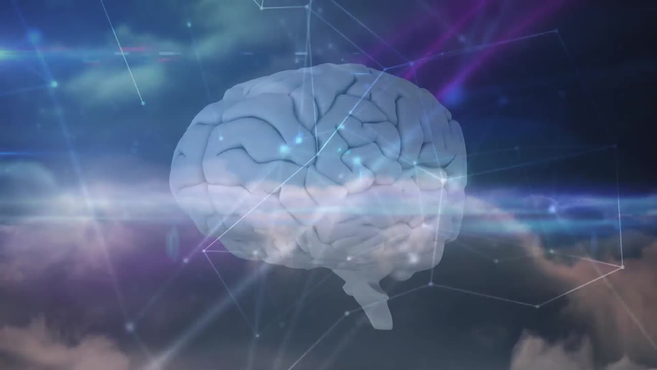animación de la red de conexiones sobre el giro del cerebro humano