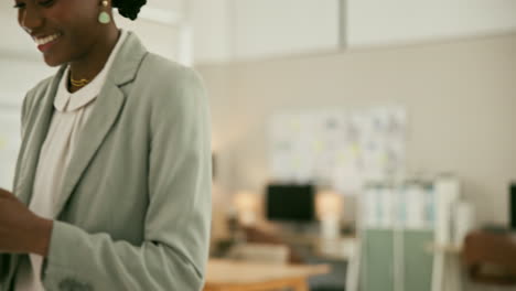 woman texting in modern office