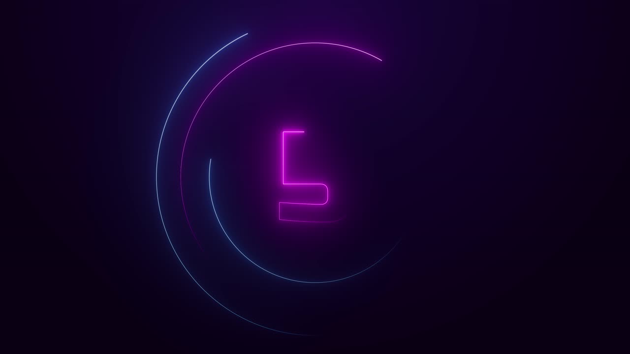 Glowing countdown through animated neon round forming center point of digital screen futuristic