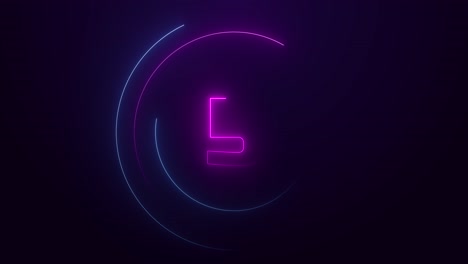 glowing countdown through animated neon round forming center point of digital screen futuristic