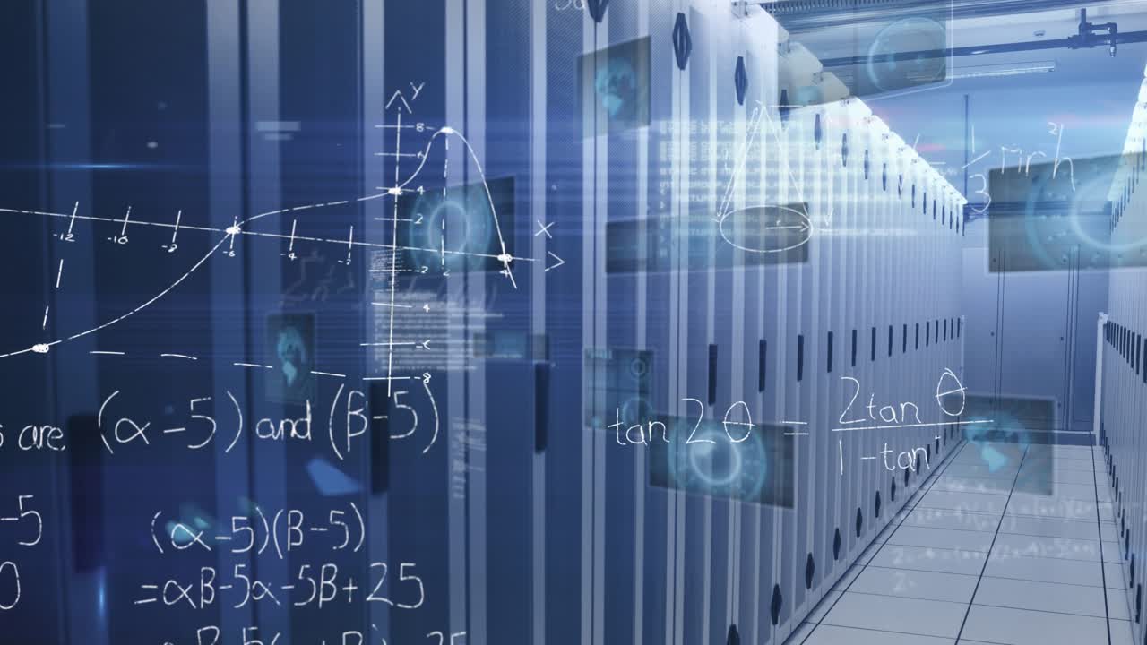 Animation of data processing over server room