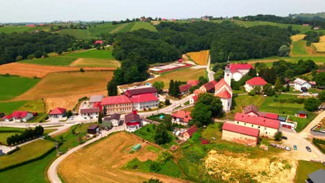 Stunning-aerial-4K-drone-footage-of-municipality-of-Miklavž-pri-Ormožu-in-Prlekija-region,-Slovenia