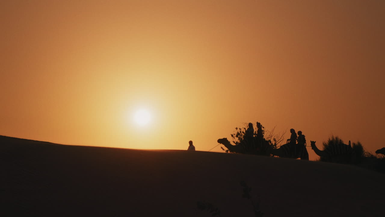 Camel Ride at Sunset in the Desert