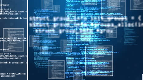 animación del procesamiento de datos sobre un fondo negro