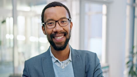 smile, black man and office portrait for business