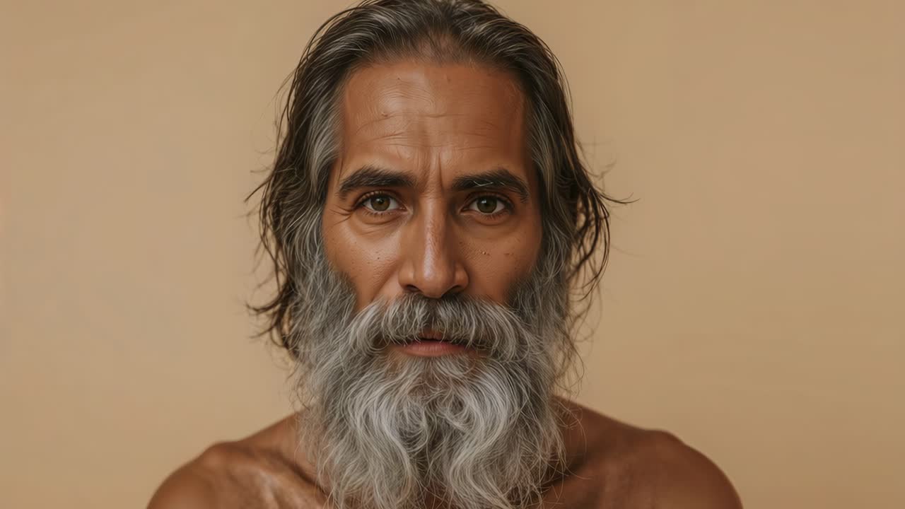 Portrait of a Middle-Aged Man with Grey Hair and Beard