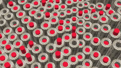 abstract 3d pattern of red cylinders with chinese writing