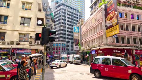 traffic and pedestrians in bustling urban environment