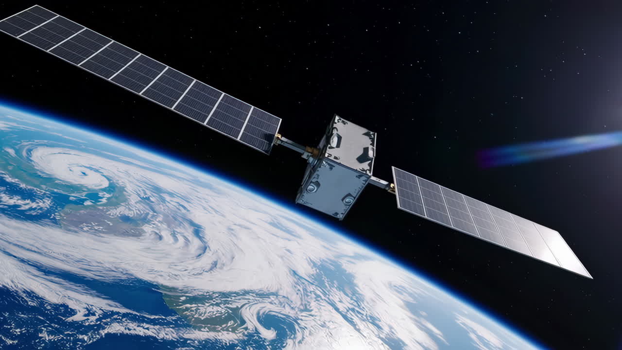 satélite en órbita alrededor de la tierra