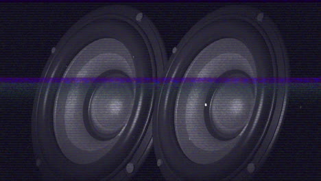 screen with bands interference showing bass speaker cones