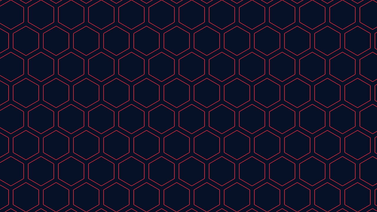 patrón hexagonal geométrico negro y rojo con formación de cuadrícula y líneas rojas conectivas