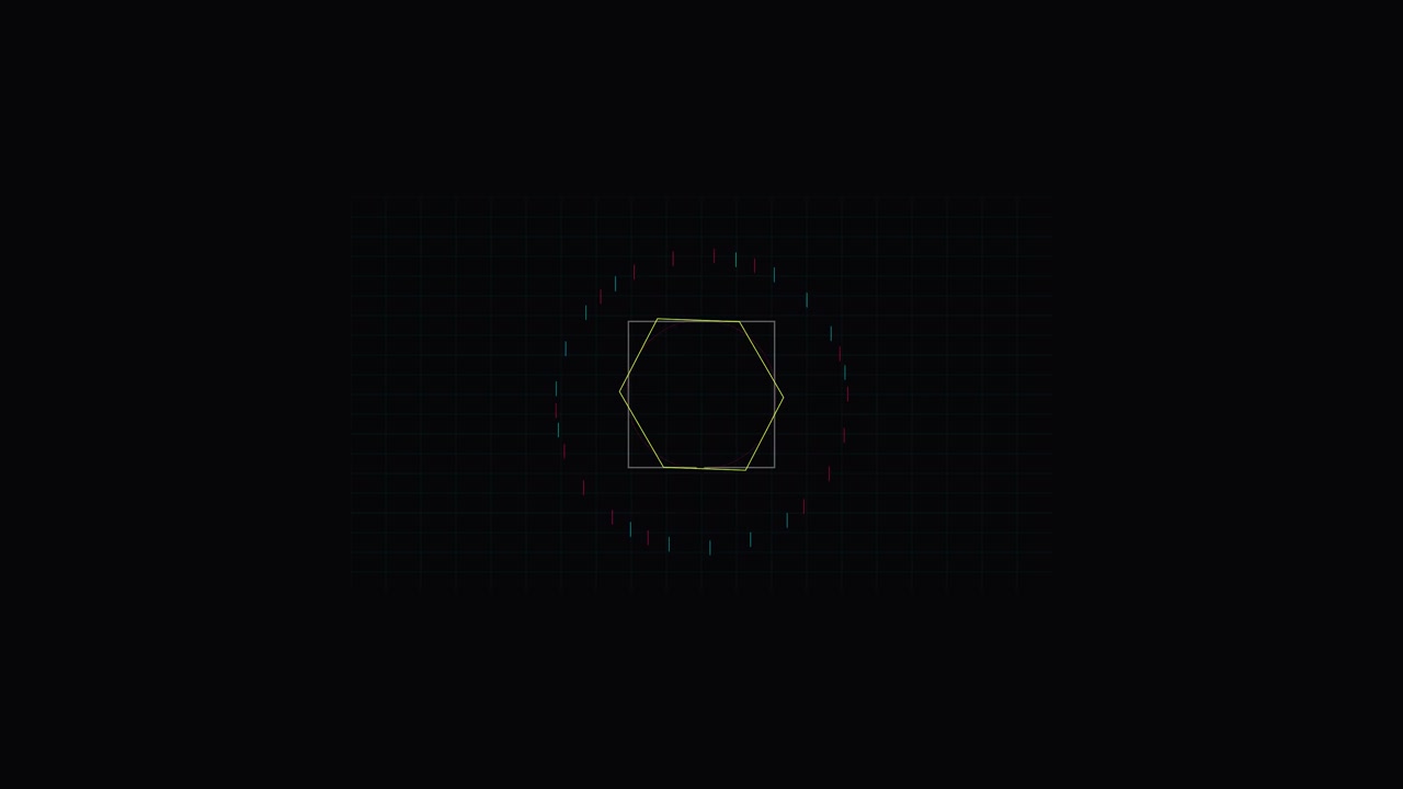 Abstract Digital HUD Interface with Geometric Shapes and Grid