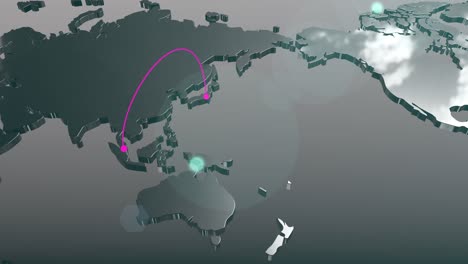 japón a singapur conexión mapa del mundo animación