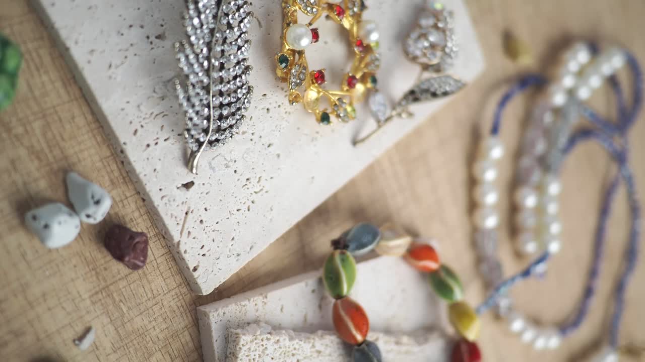 Close-up of Vintage Jewelry Collection