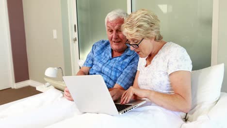 senior couple using laptop