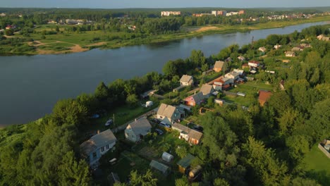 summer houses next to daugava river on border between latvia and belarus