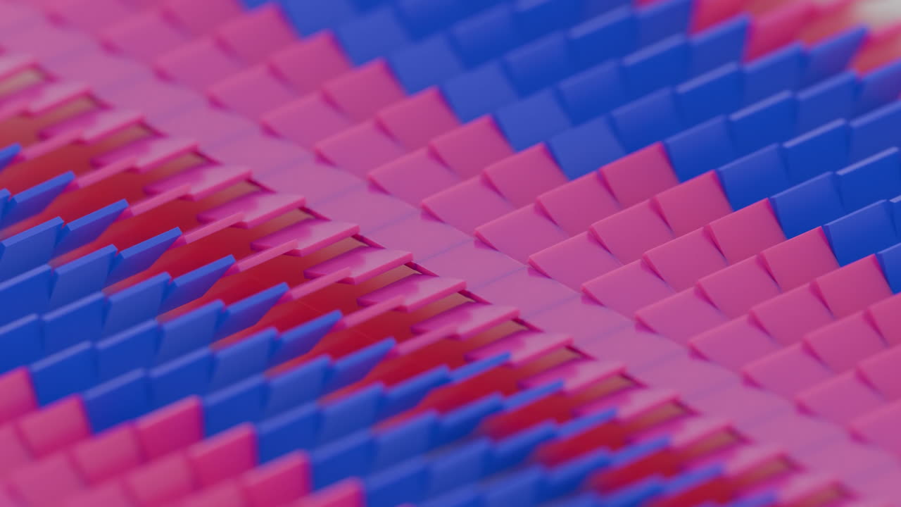 Abstract 3D Pattern of Blue and Pink Rectangular Blocks