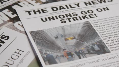 Newspaper-Headlines-Discussing-Rail-Strike-Action-In-Trade-Union-Dispute-4