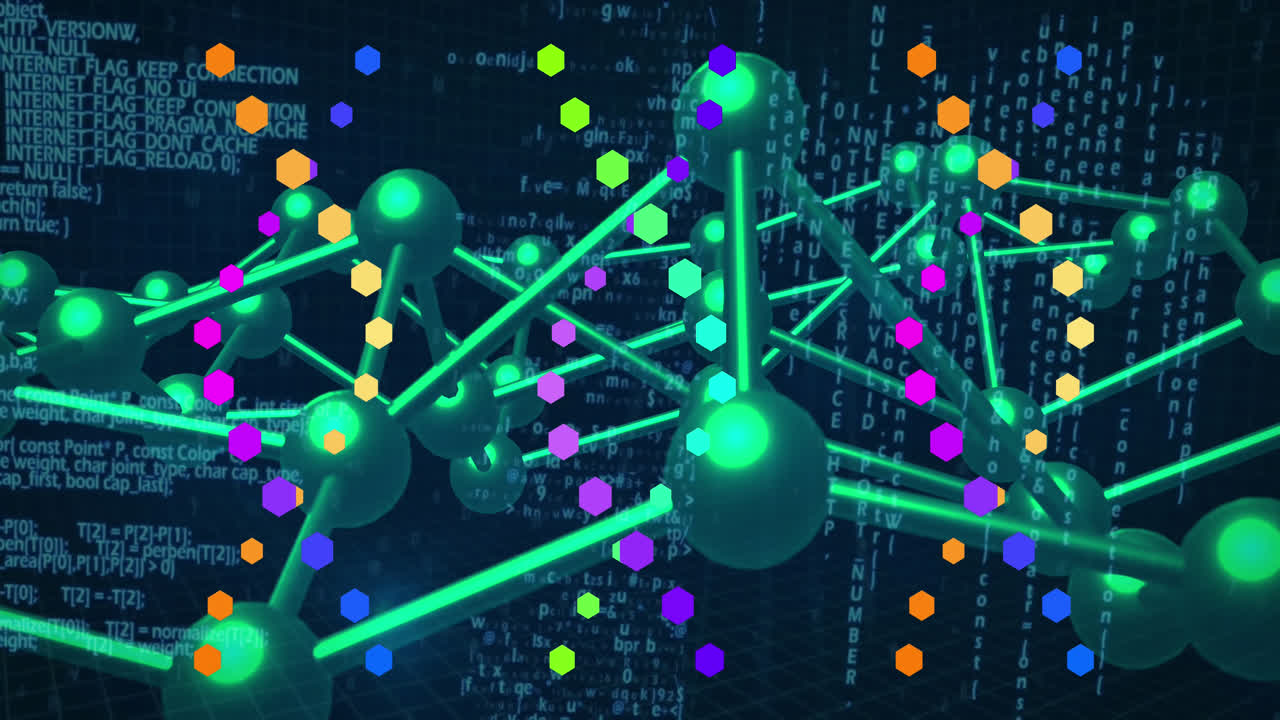 Animation of data processing over dna strands and shapes