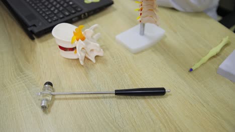 medical tools and anatomical models on a doctor's desk