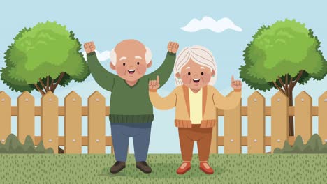 personajes de la vieja pareja en la granja
