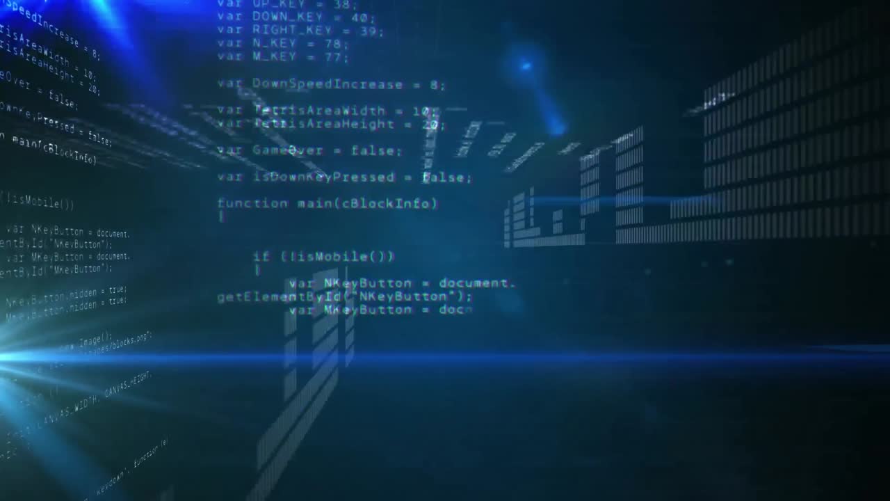 animación del procesamiento de datos y codificación binaria sobre fondo negro
