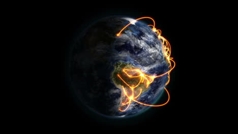 animated earth with orange links and clouds, image from nasa.org, no stars.