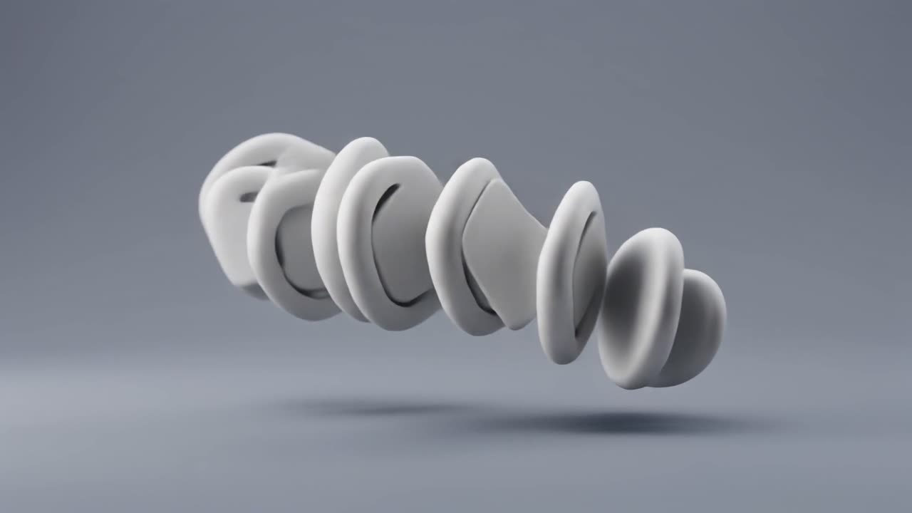 Abstract White Organic Shapes Undulating on Gray Background