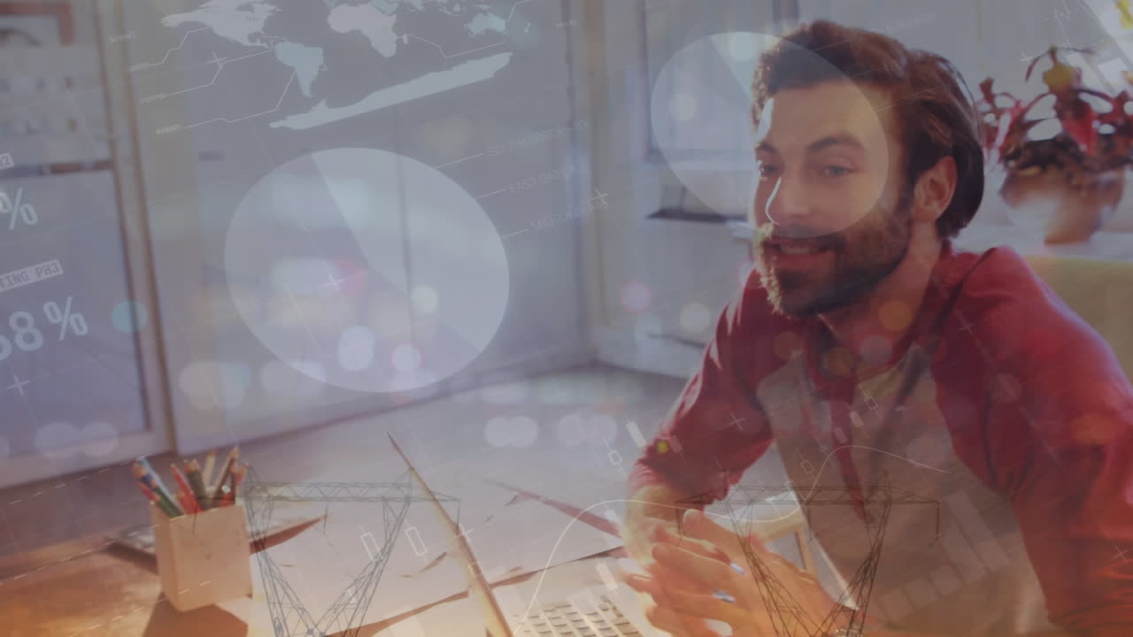 animación de las estadísticas y el procesamiento de datos financieros sobre el empresario.