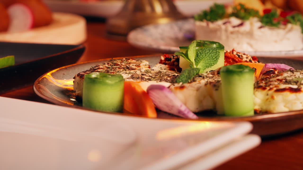 Traditional Arabic cuisine served with fresh herbs, spices, and vibrant plating