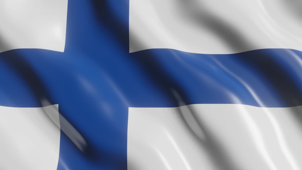 3d 렌더링: 핀란드의 발을 흔들고, 바람을 배경으로 한 국가 발, 4k 현실적인 원활한 루프 애니메이션 비디오 클립