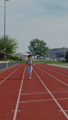 woman running on a track