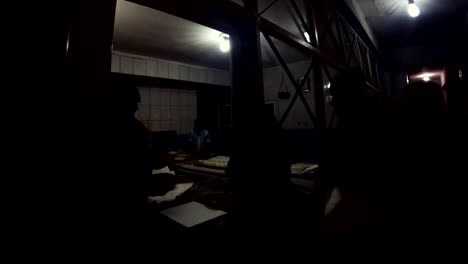late customer buy bread in small bakery evening urfa