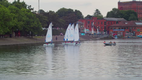 baltic wharf sailing club boating in the bristol harbour in spike island, bristol, england