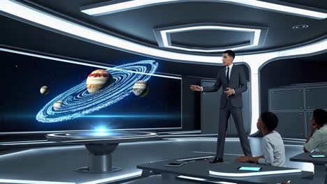 futuristic classroom presentation on solar system