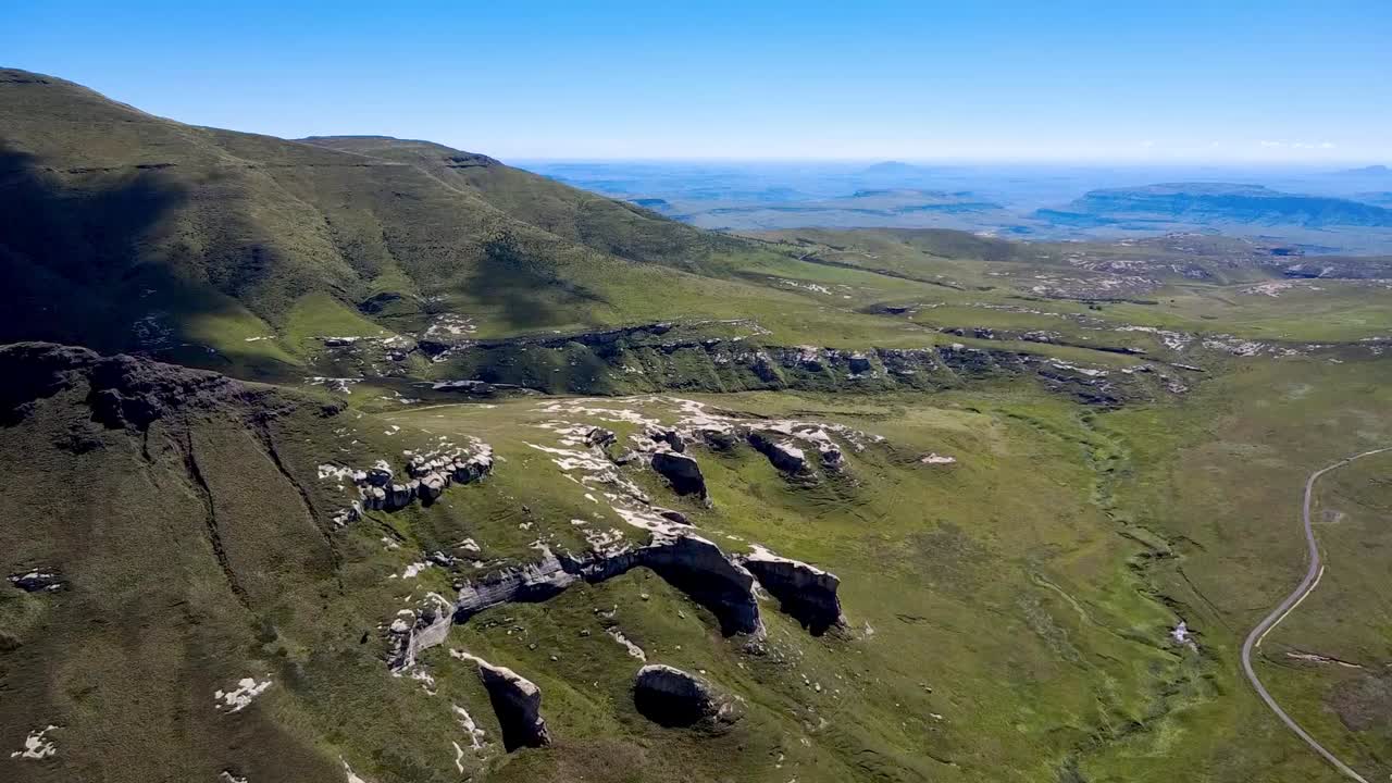 Aerial drone view of a hilly national park, showcasing rolling terrain and scenic beauty. Perfect for nature, adventure, and travel projects
