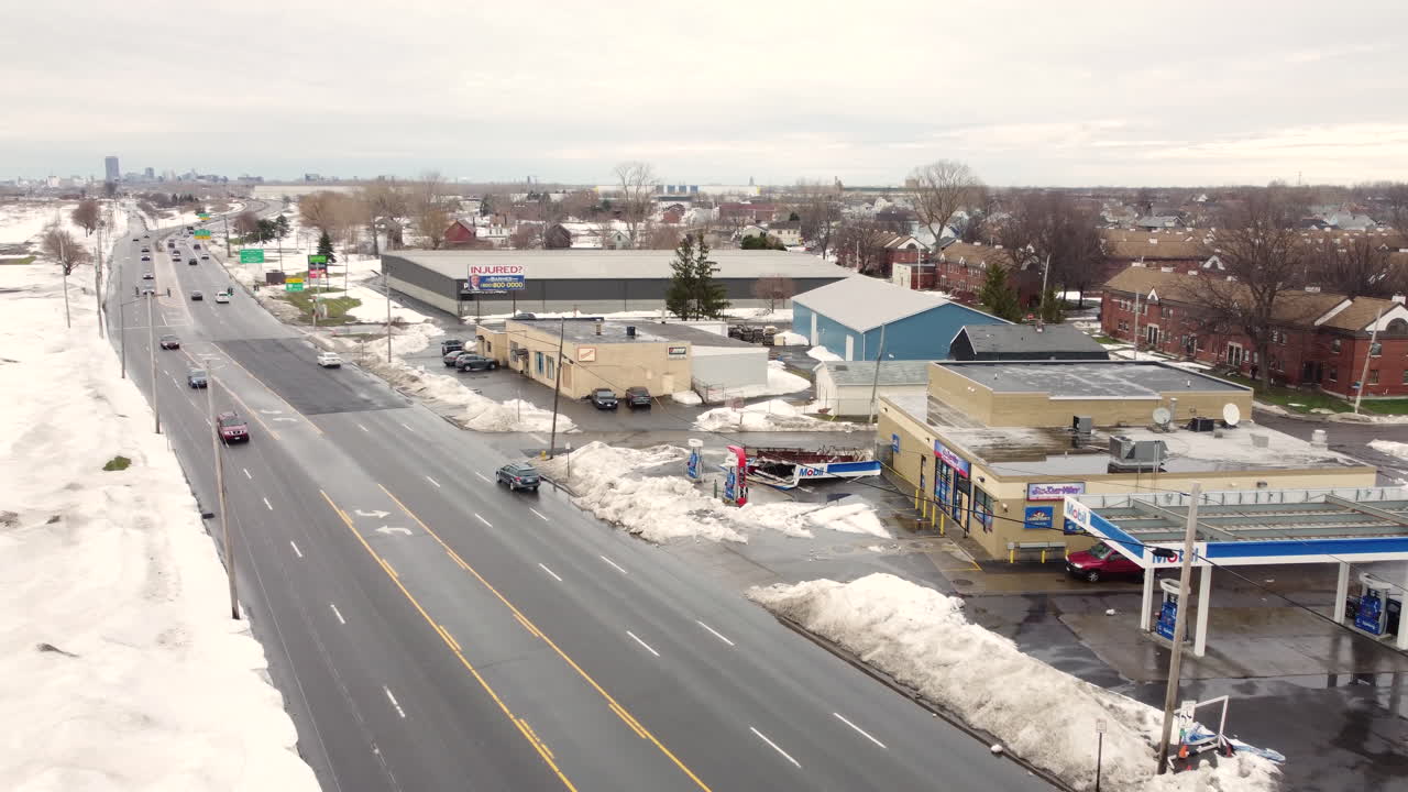 폭설, 온타리오, 캐나다 후 brampton의 도시를 드러내는 공중 샷